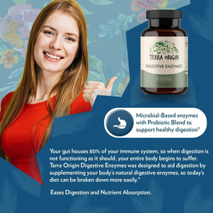TERRA ORIGIN - Digestive Enzymes with Probiotics | Supports Healthy Digestion | Made in the USA, | 60 Servings