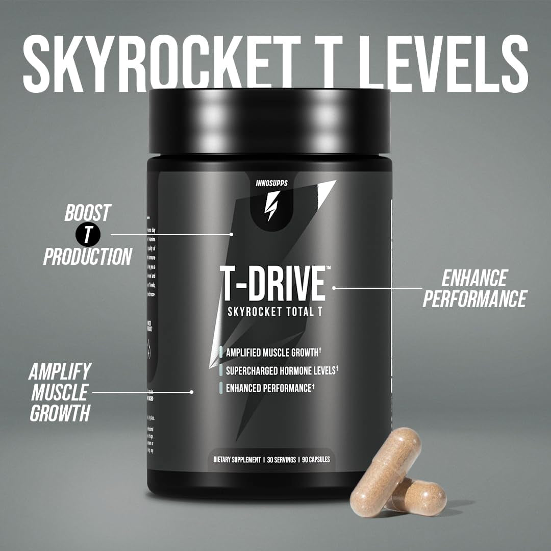 Innosupps : T-Drive | Testosterone Booster | Amplify Muscle Growth 90 Capsules