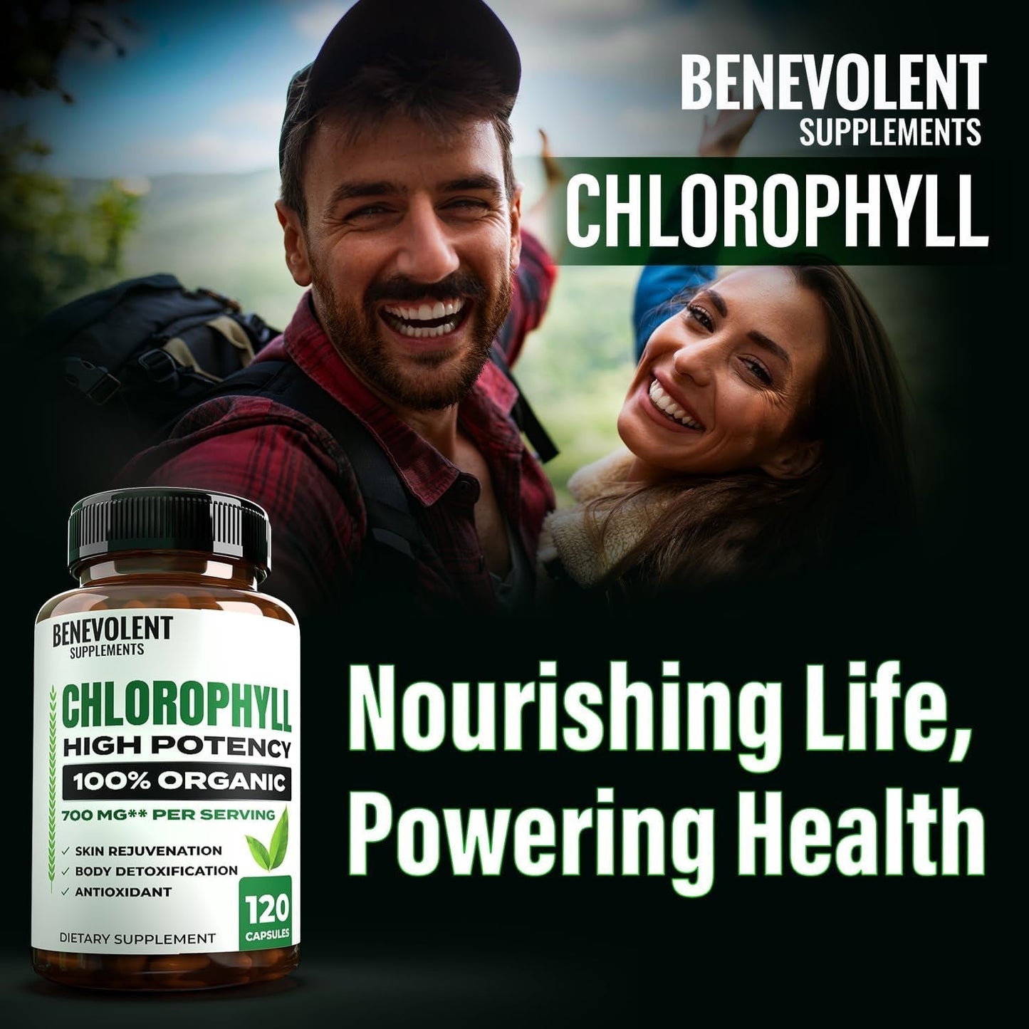 Benevolent Chlorophyll Capsules 700Mg - 100% Natural + Ultra Chlorophyll 20X Potency Concentration 120 Capsules
