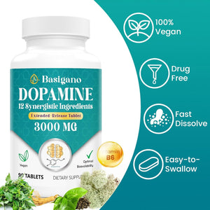 Natural Dopamine Supplement for Energy, Focus, Motivation, Mental Alertness, Mood, and Stress - 90 Tablets