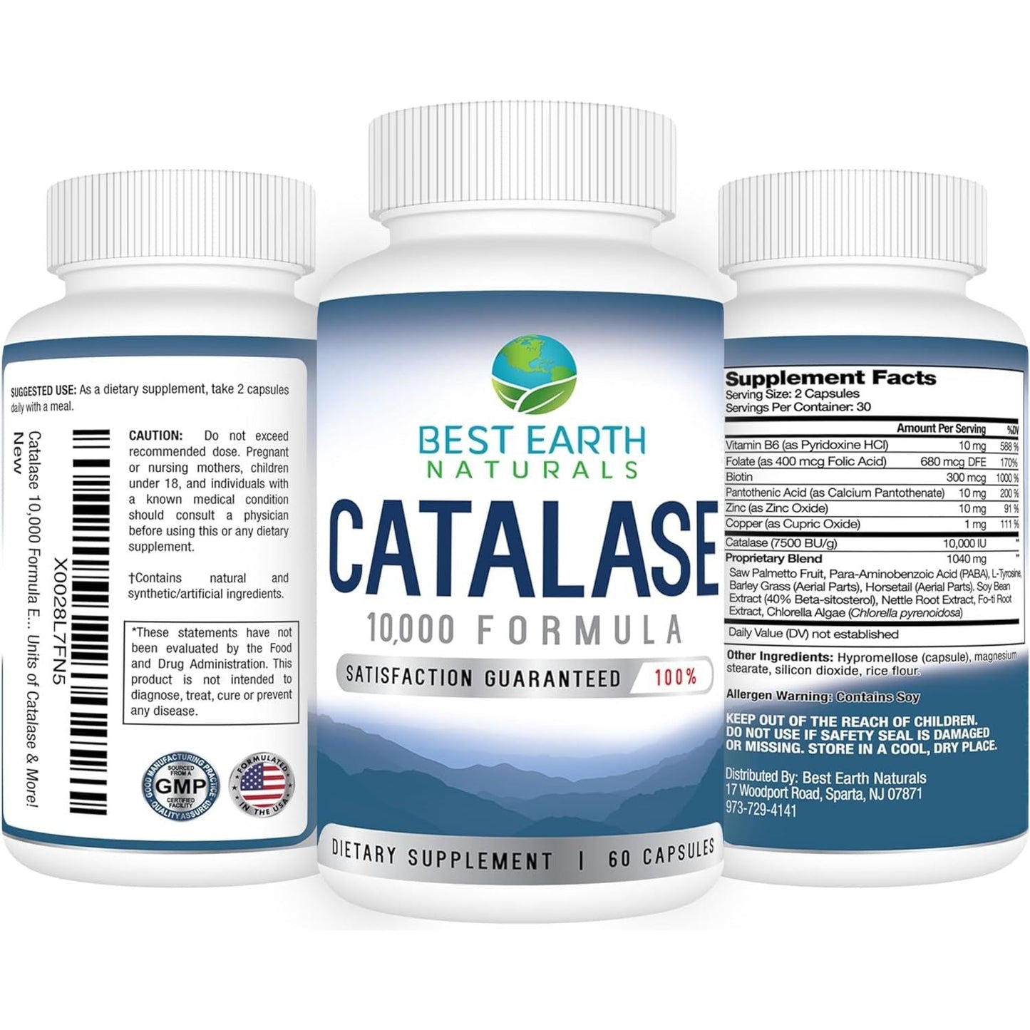 Best Earth Naturals Catalase Supplement 10,000 - Hair Supplements for Strong Hair - 60 Capsules