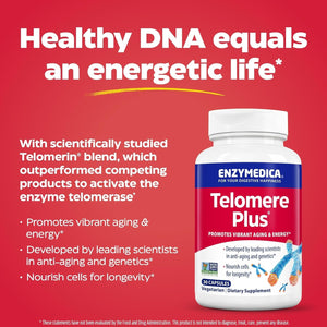 Enzymedica, Telomere Plus, Enzyme Support for Cellular Health, 30 Capsules