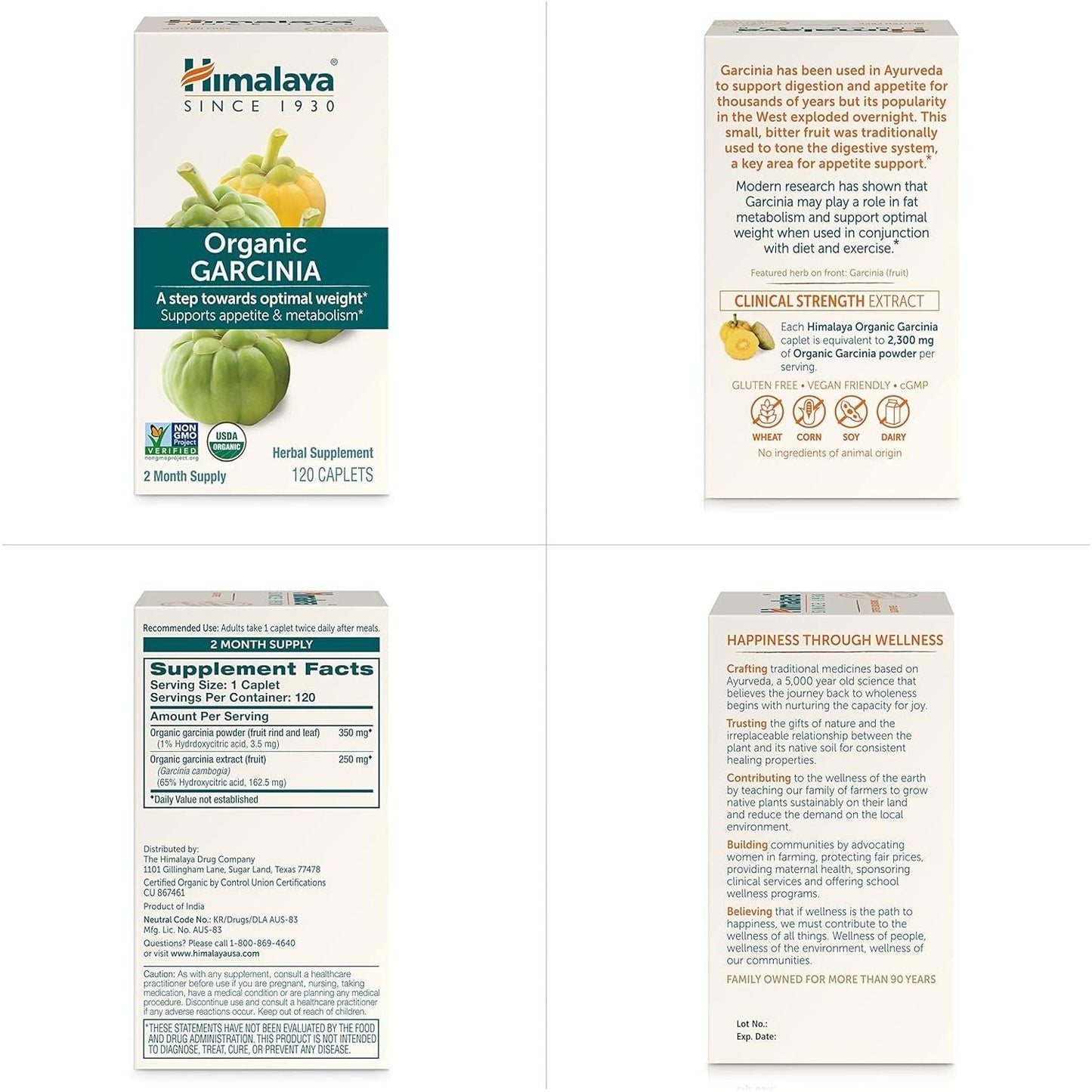 Himalaya Organic Garcinia Cambogia Herbal Supplement, Appetite Control, Lipid Metabolism, Weight Support, 600 Mg, 120 Caplets