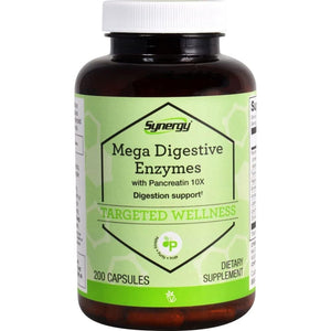 Vitacost Synergy Mega Digestive Enzymes with Pancreatin 10X -- 200 Capsules