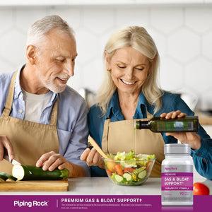 Piping Rock Bloat & Gas Support | Supplement with Enzymes, Turmeric, Ginger & More | 90 Tablets