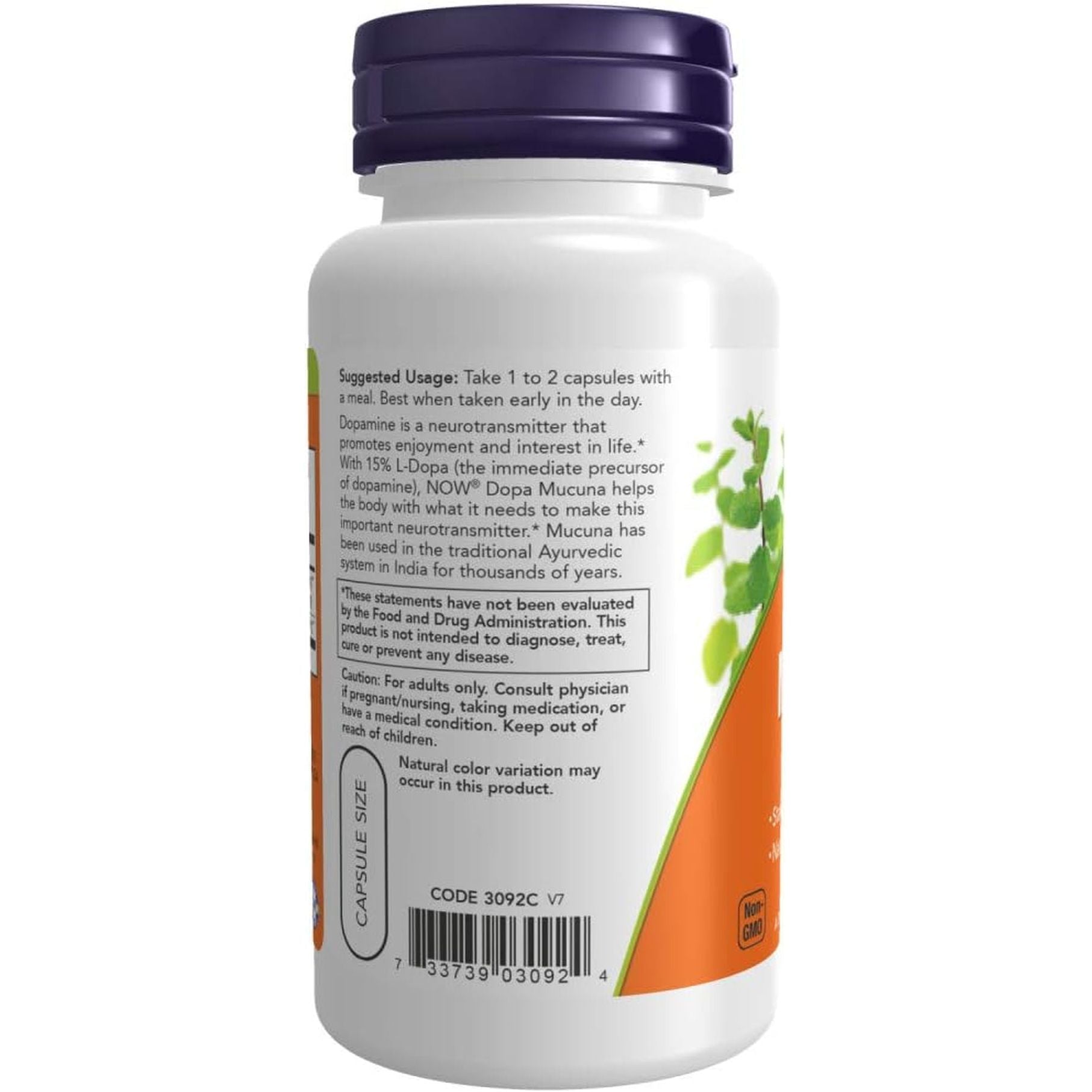 NOW Supplements, DOPA Mucuna, Standardized Mucuna Extract with Naturally Occurring 15% L-Dopa, 90 Veg Capsules