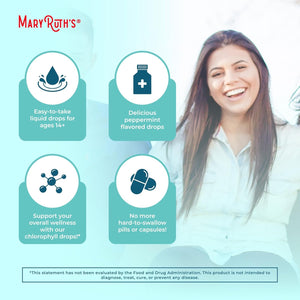 Maryruth Organics Chlorophyll Liquid Drops, Mulberry Derived Supplement for Ages 14+ Minty Flavor, 2 Fl Oz