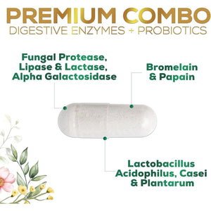 Digestive Enzymes with Probiotics - Probiotic Multi Enzymes for Digestive Health and Bloating Relief 120 Capsules