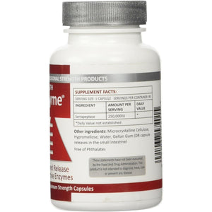 Serra Enzyme Serrapeptase Supplement - Clear Lungs and Sinuses, Proteolytic, Digestive Cleanse |250,000 IU| 90 Capsules