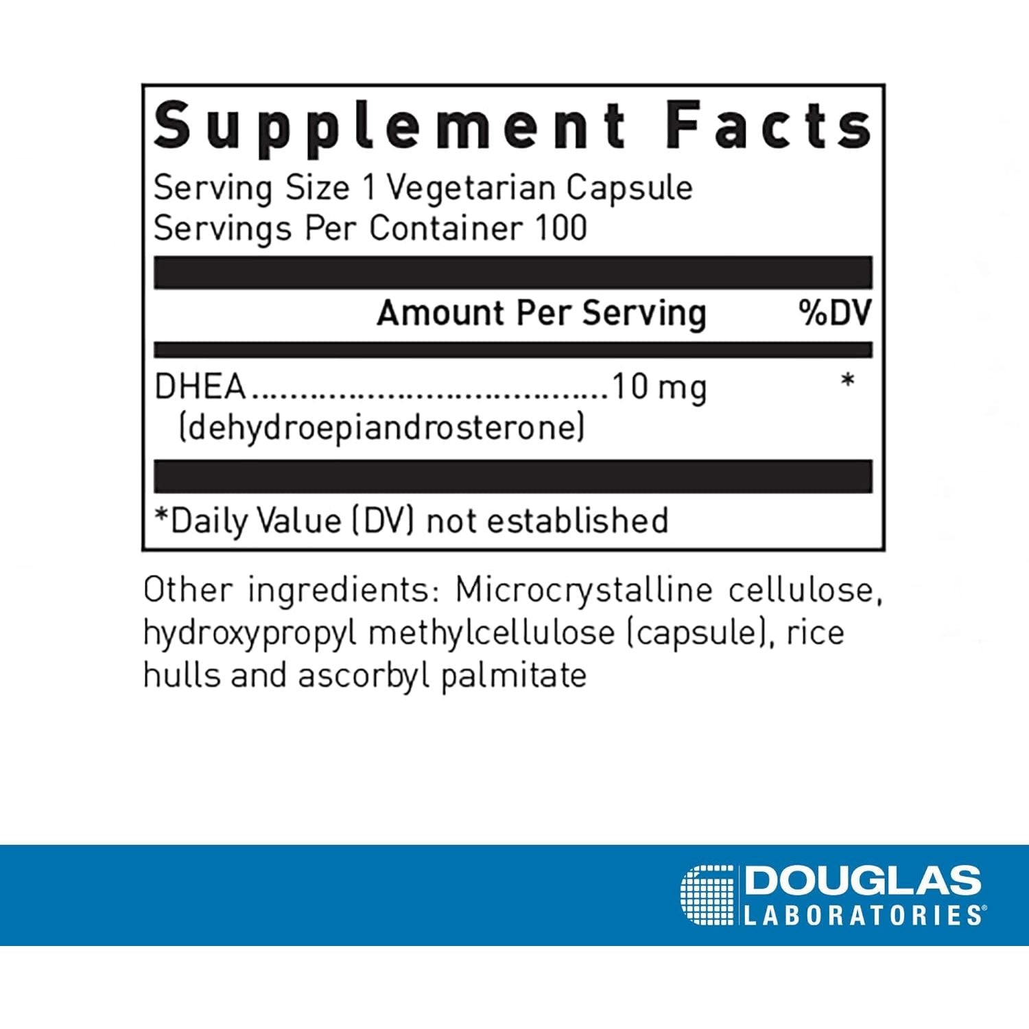 Douglas Laboratories DHEA 10 Mg Capsules - Supports Hormone Balance, Immunity, Brain, Bone Health & Metabolism* 100 Capsules