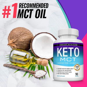 Toplux Keto MCT Oil Capsules - 3000Mg Natural Pure Coconut Oil Extract Pills, 90 Softgels