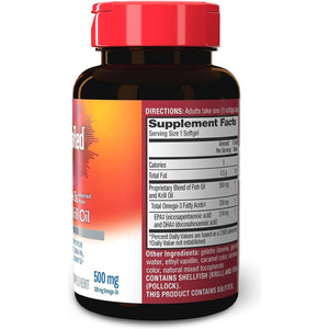 Megared Omega-3 Fish Oil + High Absorption Krill Oil 500Mg Softgels (80 Count)