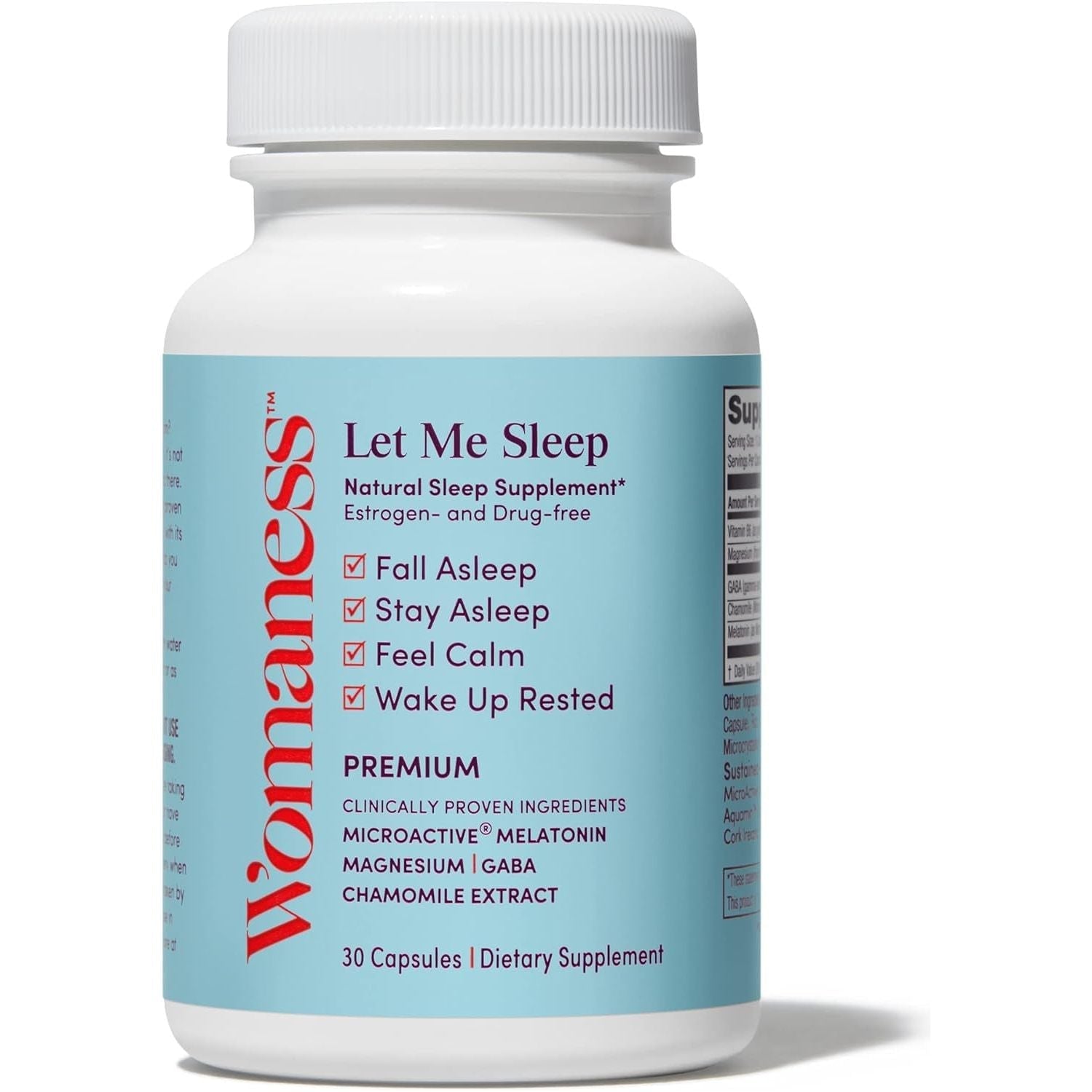 Womaness Let Me Sleep Supplement - Nighttime Sleeping Aid for Women (30 Capsules)