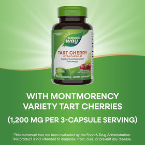 Nature'S Way Tart Cherry Ultra Capsules, Montmorency Cherry, Anthocyanins for Antioxidant Support*, 1,200 Mg 90 Capsules