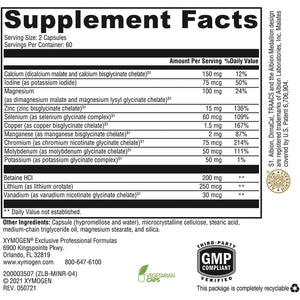 XYMOGEN Calcium, Magnesium Zinc Minrex Multi-Mineral Supplements - 120 Capsules