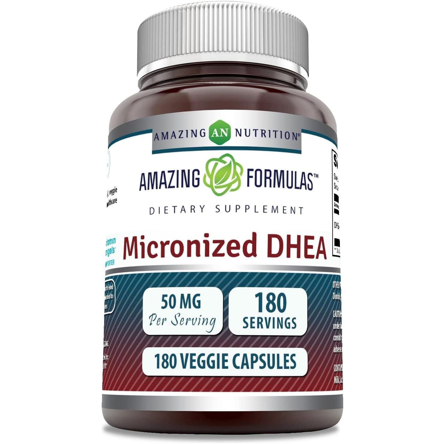 Amazing Formulas Micronized DHEA Supplement 50 Mg 180  Capsules Made in USA