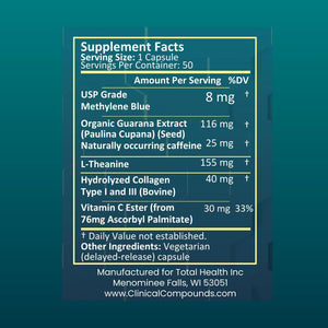 Methylene Blue (USP Grade) Pharma Grade Capsules, 50 Capsules