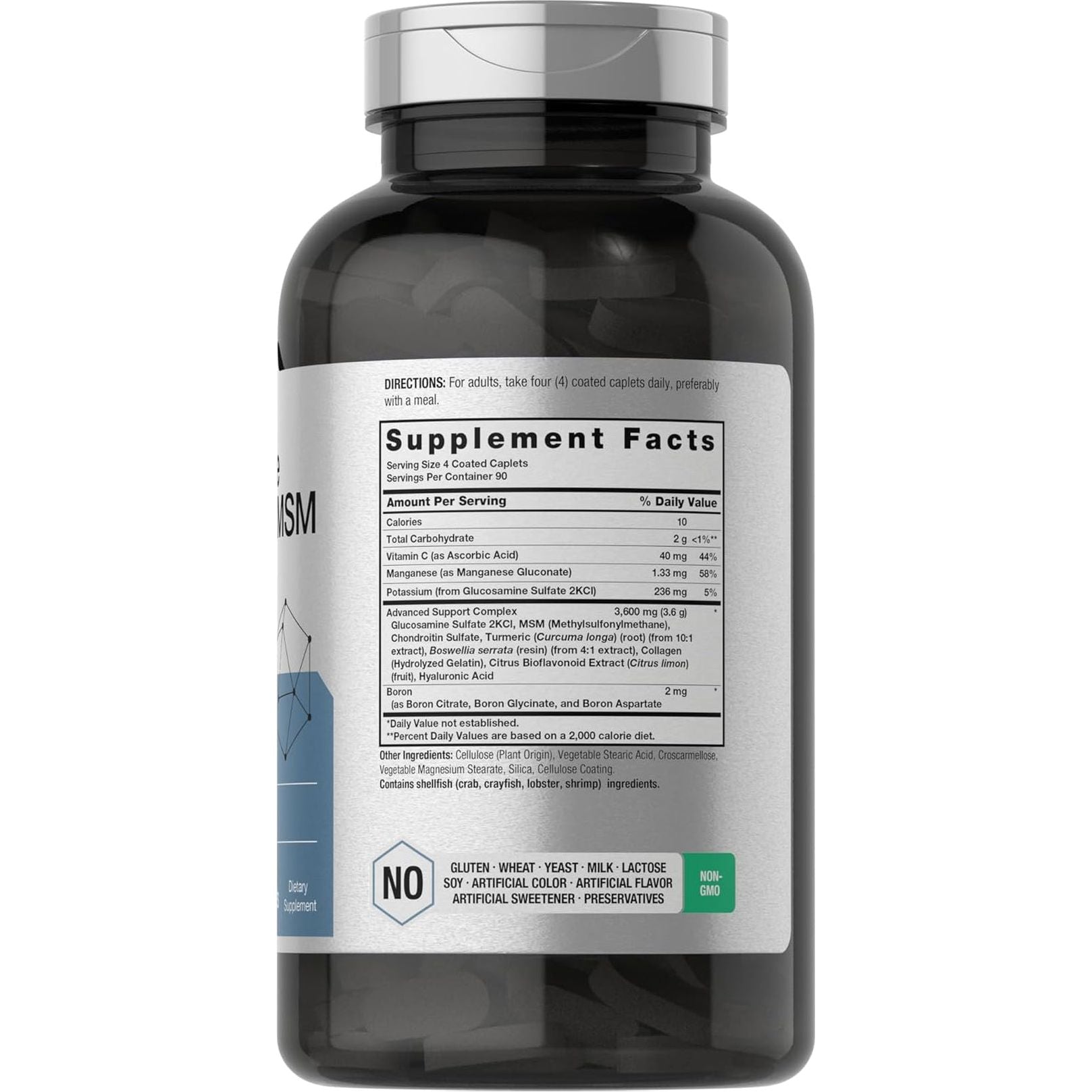 Horbäach Glucosamine Chondroitin MSM | Advanced Formula with Turmeric (3600 Mg/360 Caplets )