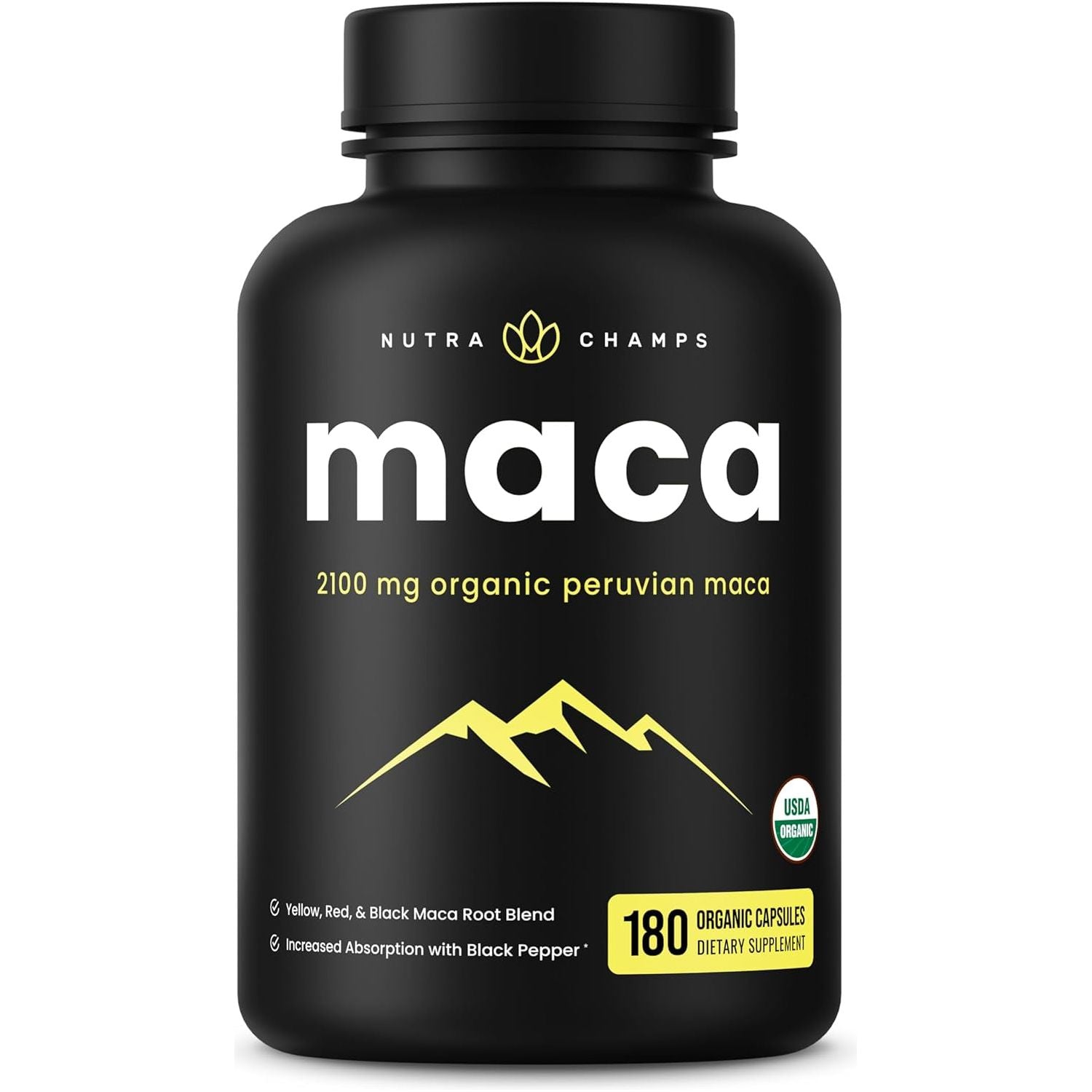 Nutrachamps USDA Organic Maca Root Capsules 2100Mg, 180 Capsules