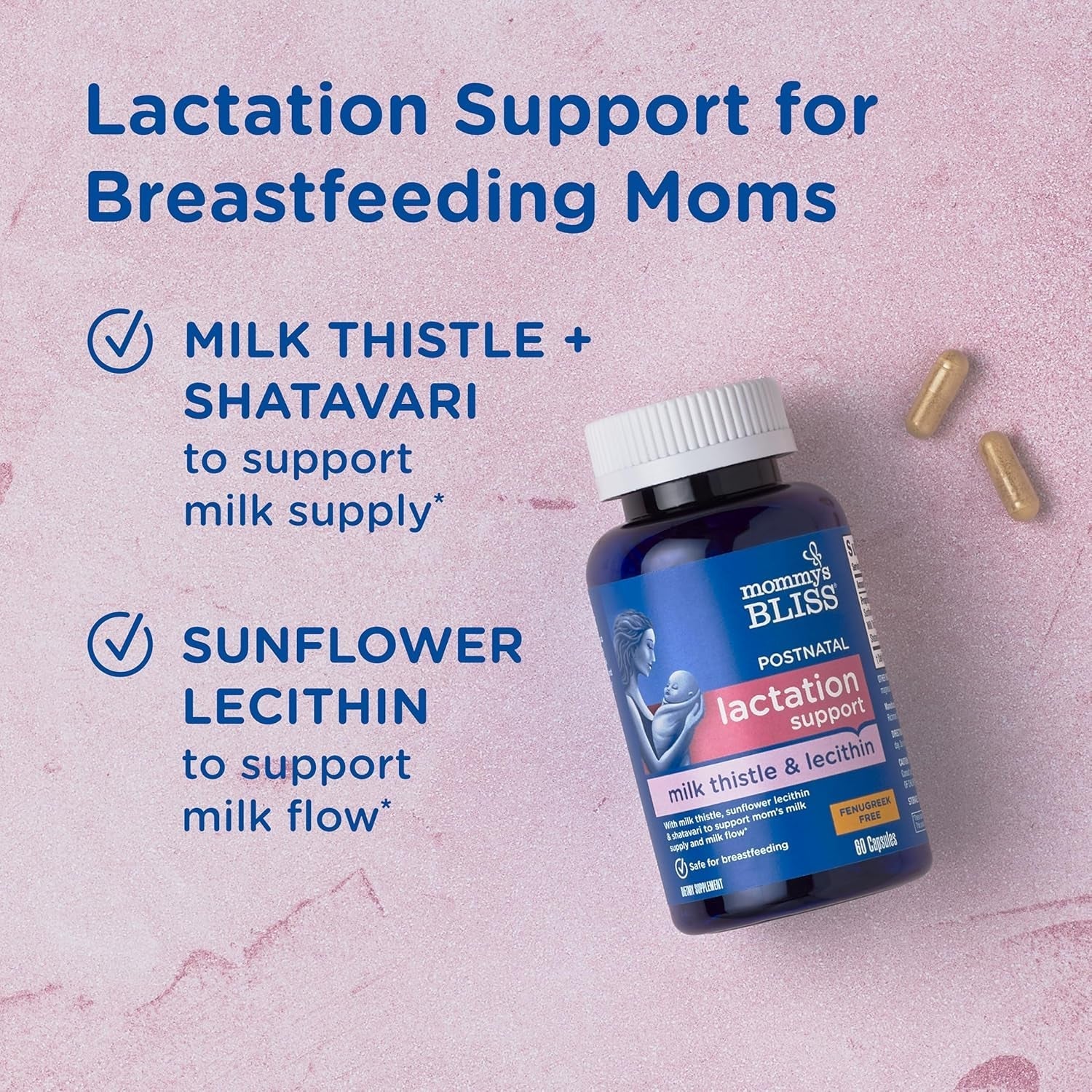 Mommy'S Bliss Postnatal Lactation Support, Contains Milk Thistle, Shatavari, and Lecithin (60 Capsules)