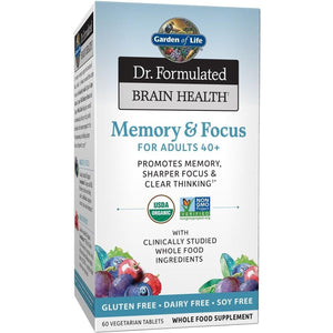 Garden of Life Dr. Formulated Brain Health Memory & Focus for Adults 40+, 60 Count