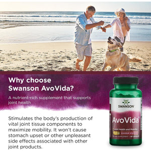Swanson Avocado Soy Avovida Maximum Strength ASU Supplement for Joints 300 Mg 60 Capsules