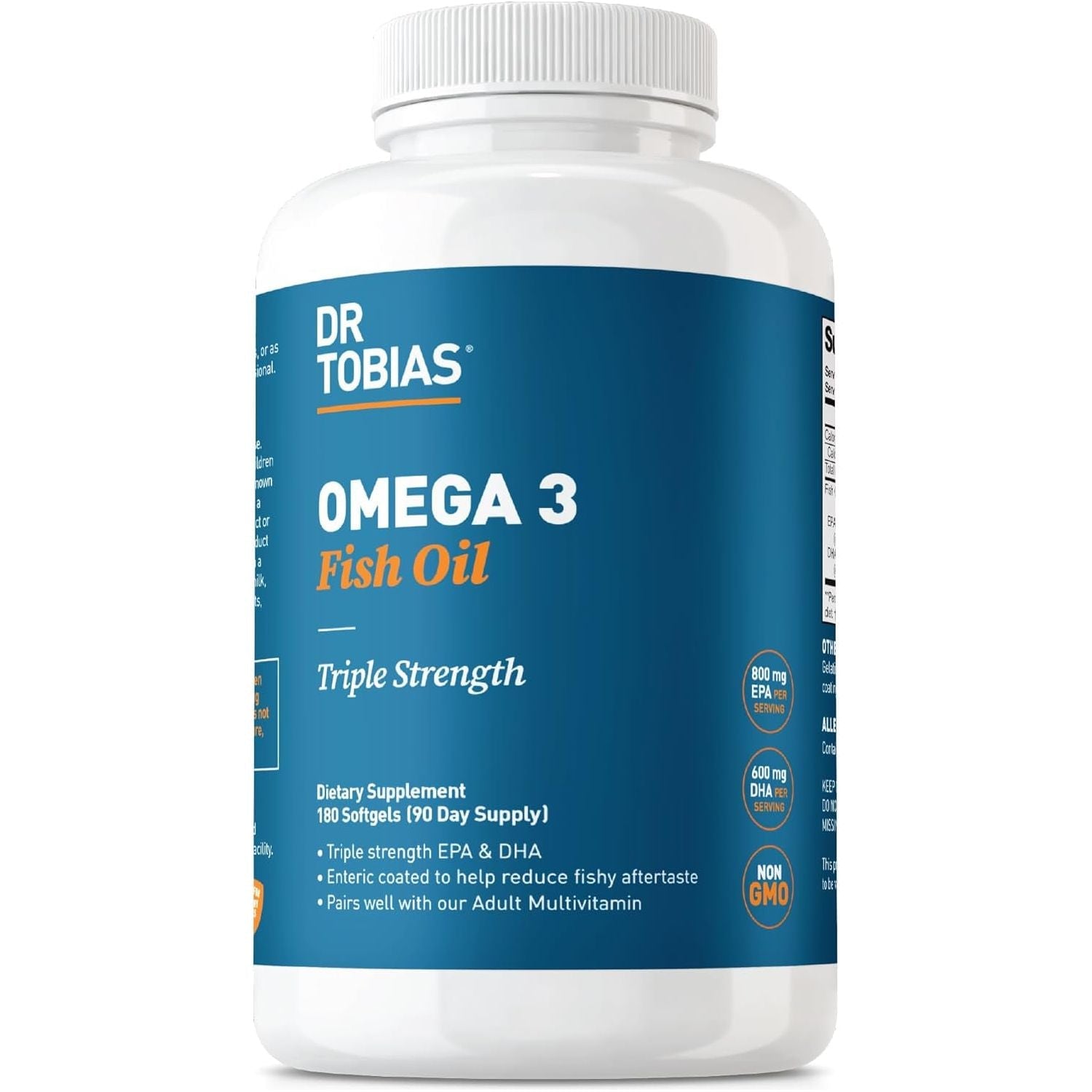 Dr. Tobias Omega 3 Fish Oil, 2000Mg Triple Strength with 800Mg EPA 600Mg DHA per Serving (90 Servings)