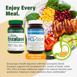 Master Supplements Enzalase - Provides Digestive Boost + Gas & Bloating Relief 50 Servings