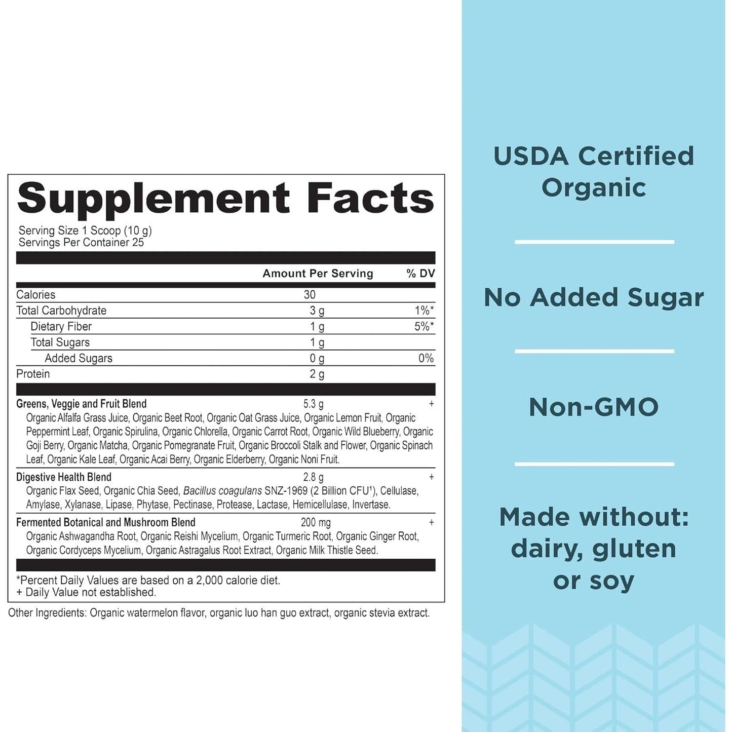 ANCIENT NUTRITION Organic Supergreens Powder with Probiotics for Digestive & Energy Support, 25 Servings