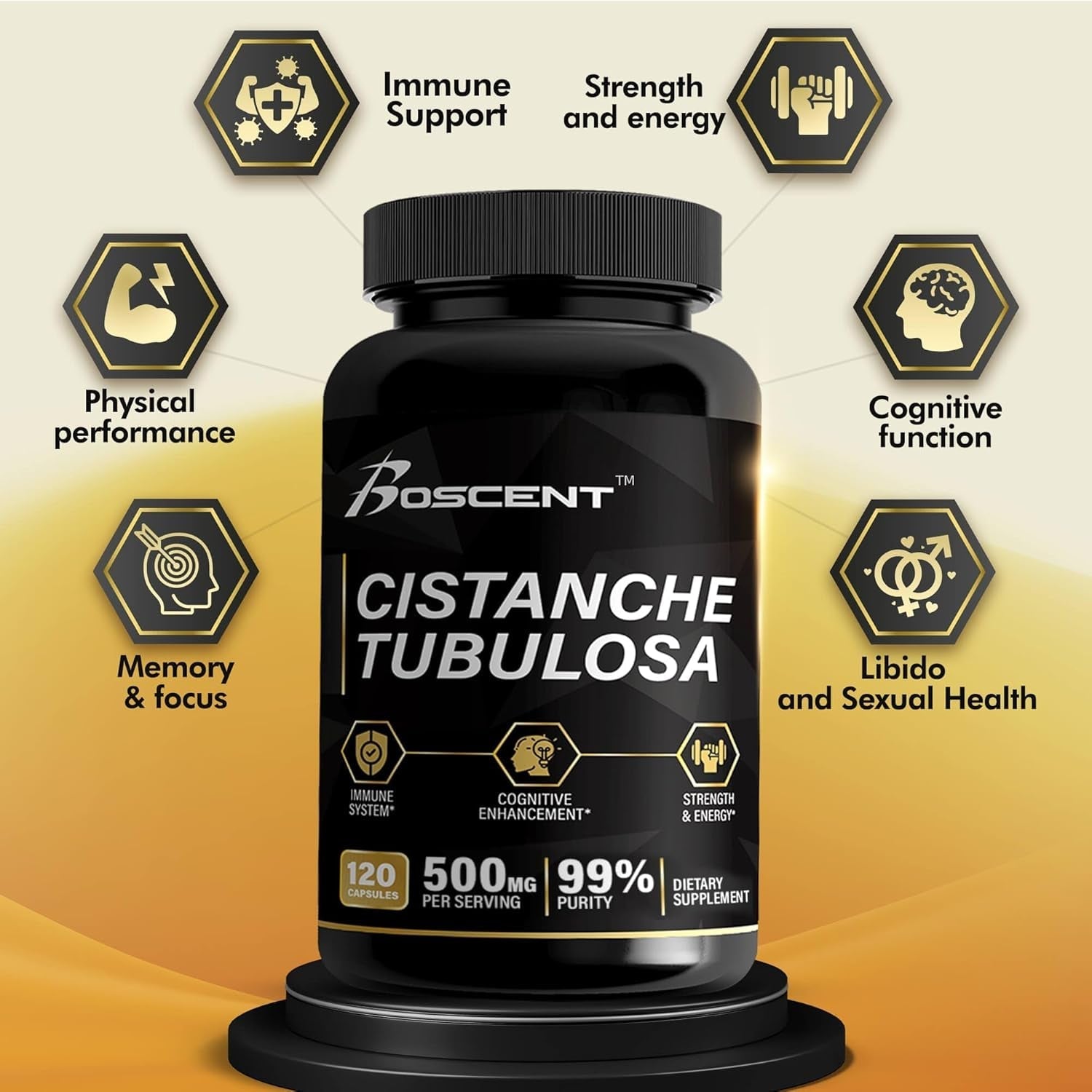 Premium Cistanche Tubulosa Extract 500Mg (120 Capsules) - Natural Nootropic