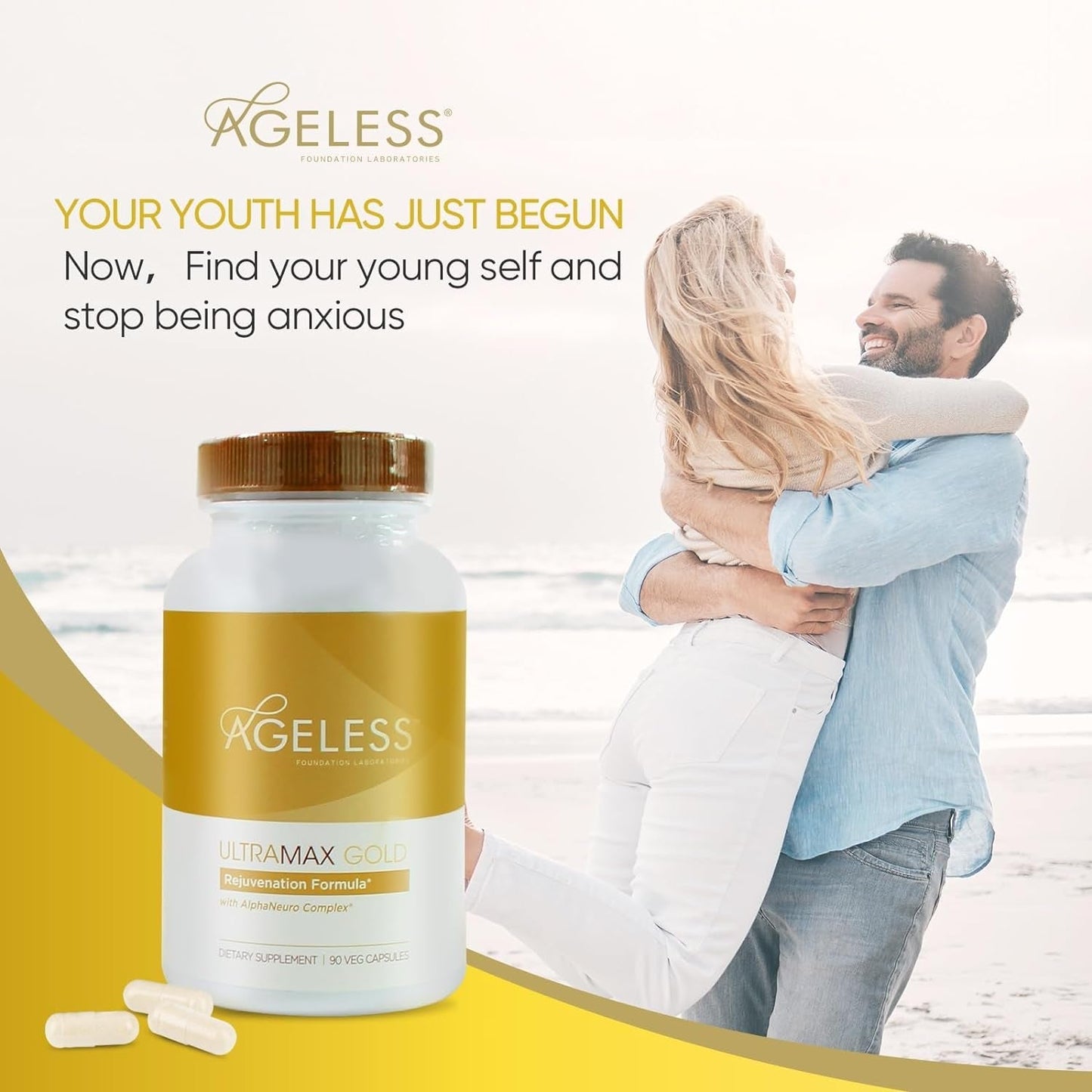 AGELESS™: Ultramax Gold™ Capsules, HGH Anti-Aging Supplement for Women 90 Capsules
