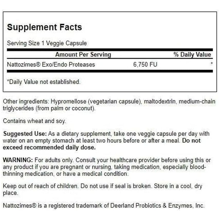 Swanson Triple-Strength Nattozimes 195 Milligrams/6750 Fu 60 Veg Capsules Enzyme