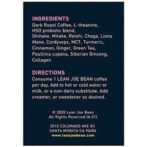 Lean Joe Bean Organic Instant Keto Coffee with Mushrooms, MCT, Collagen, Turmeric, Probiotics & Folate |(24 Count)