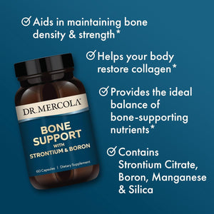 Dr. Mercola Bone Support with Strontium & Boron for Bone & Joint Comfort, Non-Gmo 30 Servings