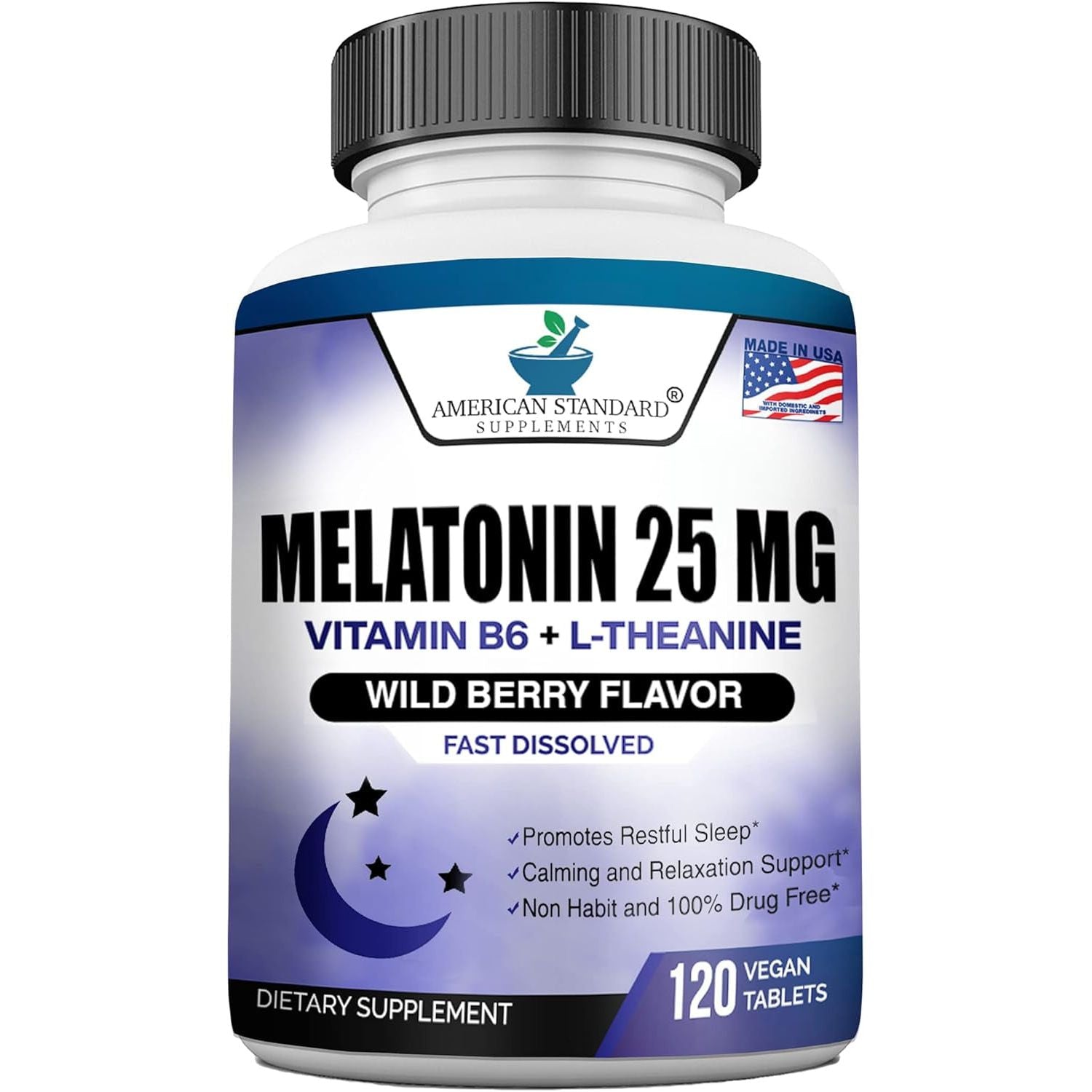 Melatonin 25Mg per One Tablet 120 Chewable Tablet with L-Theanine & Vitamin B-6