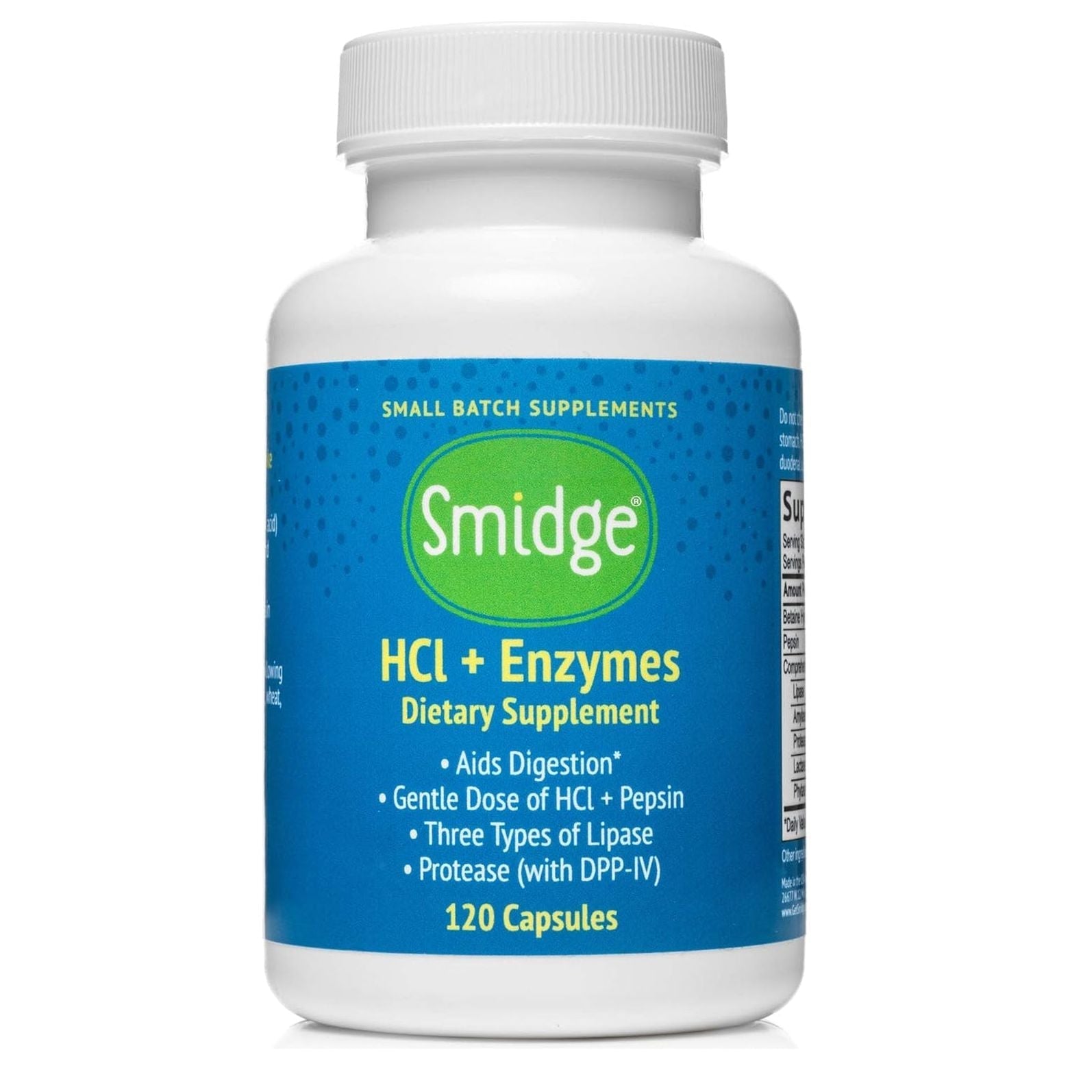 Smidge™ Hcl + Enzymes – Digestion – 120 Capsules