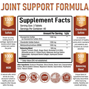 Purely Optimal Glucosamine Chondroitin MSM Supplement W/Turmeric & Boswellia - Joint Supplement - 120 Tablets