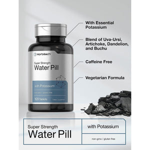 Horbäach Water Pills | Super Strength | 120 Tablets | Vegetarian, Non-Gmo & Gluten Free Supplement