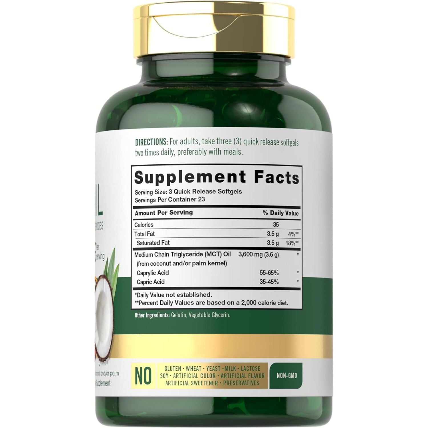 Carlyle MCT Oil Capsules 3600 Mg | 70 Softgels | Keto Coconut Oil Pills | Non-Gmo & Gluten Free Supplement