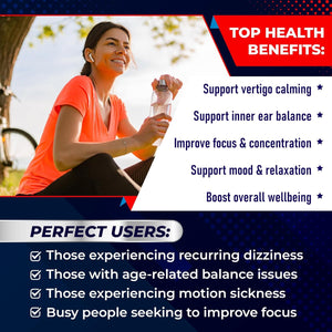 Vertigo Support Complex - Advanced 14-In-1 Formula for Spinning Dizziness Inner Ear Balance* - Made in the USA