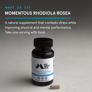 Momentous Rhodiola Rosea Supplement - Adaptogen Supplement for Cognitive Function, Fatigue & Stress Support 60 Servings