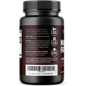 Night Time Fat Burner Capsules - Appetite Suppressant for Weight Loss - 60 Count