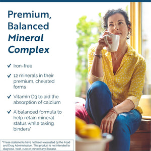 Researched Nutritionals Core Minerals - Iron-Free Multi Minerals Supplement Supports Bone Strength, Thyroid & Brain Health (120 Capsules)