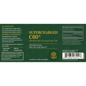 Global Healing Center Supercharged C60 - Micro-Activated Carbon Fullerene W/Organic MCT Powder, (30 Capsules)