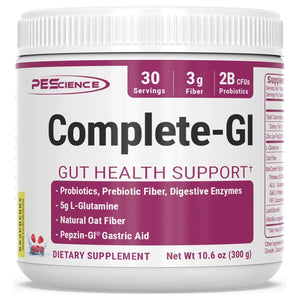 Pescience Complete GI, Raspberry, Probiotic with Zinc Carnosine, Digestive Enzyme, & Prebiotic Fiber Powder, 30 Serving