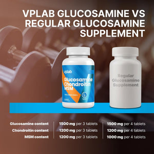 Vplab Glucosamine Chondroitin MSM Complex - Triple Strength Formula Supplement for Joint Support & Mobility 180 Count
