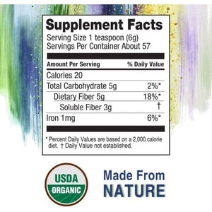 Konsyl Organic Psyllium Fiber - USDA Certified Psyllium Husk Daily Fiber Powder - 340G Gusset Bag