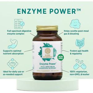 PURE SYNERGY Enzyme Power | Digestive Health Enzymes with Nattokinase, Bromelain, and Serrapeptase (90 Capsules)