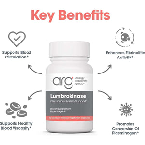 Allergy Research Group Lumbrokinase Supplement - Circulatory System Support- 60 Delayed Release Vegetarian Capsules