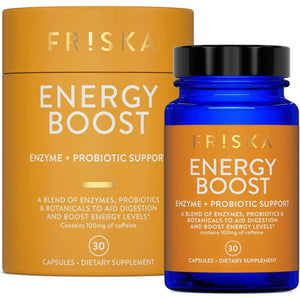 FRISKA Energy Boost Enzyme and Probiotics Supplement, Promotes Better Digestion and Energy 30 Capsules